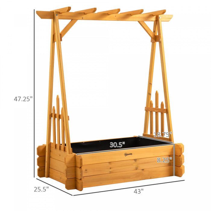 Outsunny 43\" X 26\" X 47'' Raised Garden Bed With Arbor Arch Trellis For Various Climbing Plant, Outd