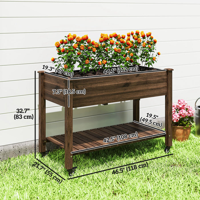 Outsunny Raised Garden Bed, Elevated Wooden Planter Box, Carbonized