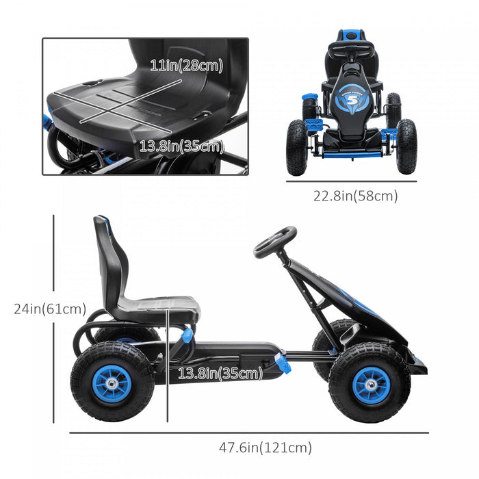Aosom Kids Pedal Go Kart, Ride On Toys For Boys Girls With Ergonomic Adjustable Seat, Rubber Wheels 