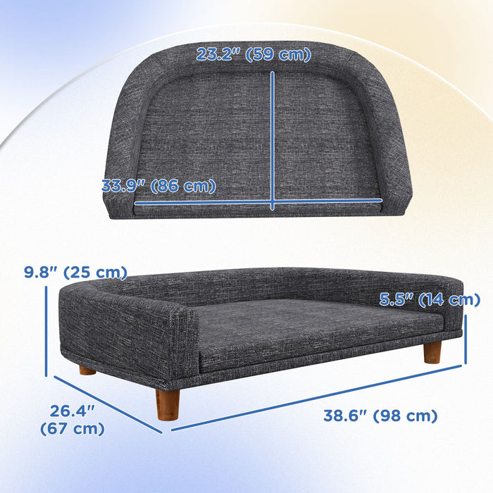 Pawhut Dog Sofa, Dog Couch Bed For Large Dogs, Elevated Pet Cat Sofa Bed With Removable Washable Cov
