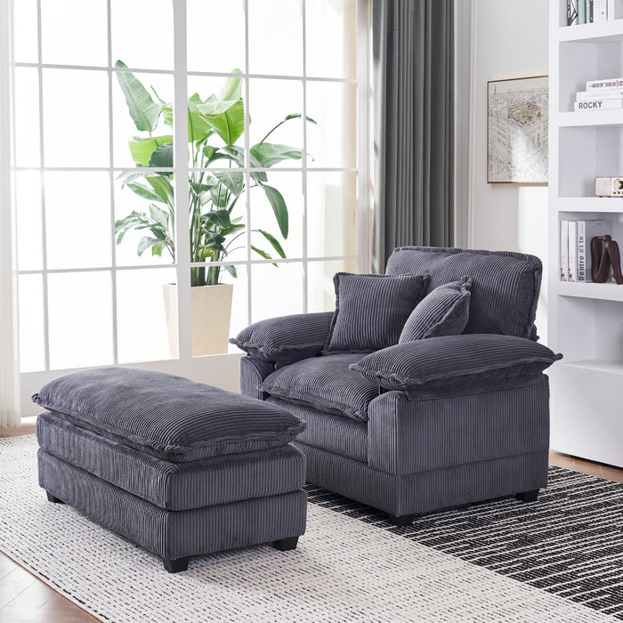 Liam 46.9\" Modern indoor corduroy sofa with 2 soft cushions ,Grey Sofa  