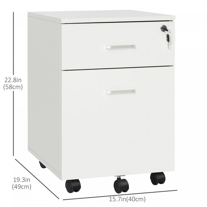 Vinsetto Locking Rolling File Cabinet With 2 Drawers