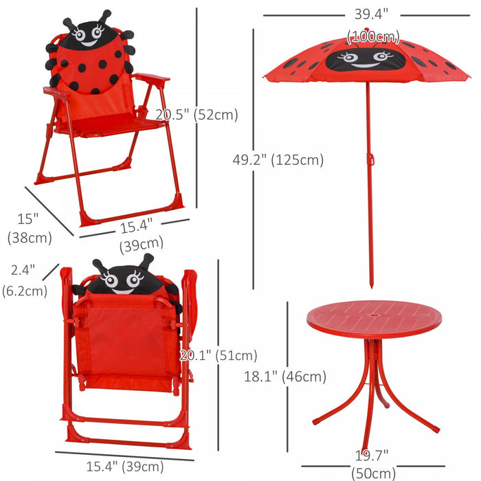 Outsunny Kids Folding Picnic Table And Chair Set Pattern Outdoor Garden Patio Backyard With Removabl