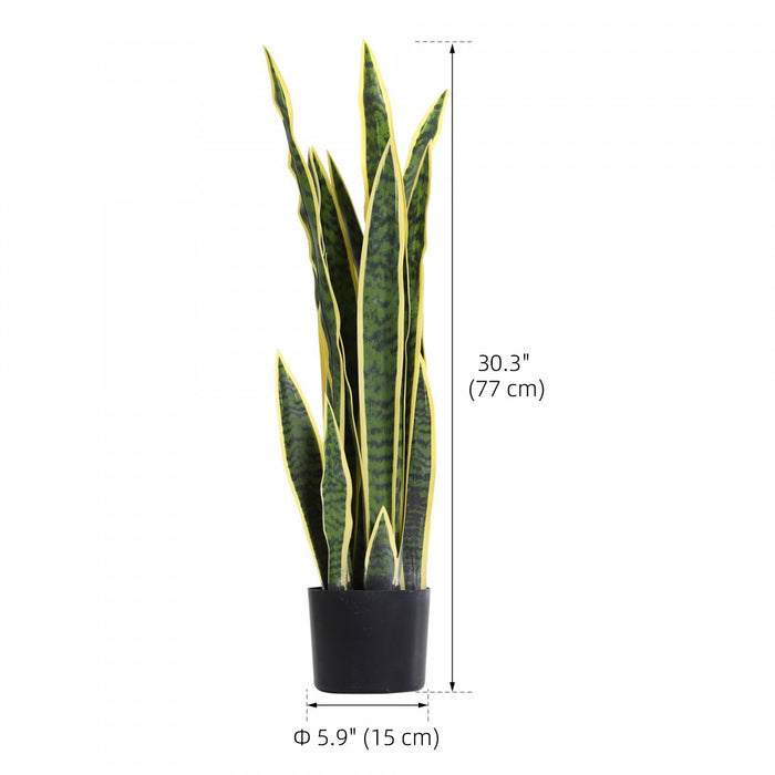 Outsunny 30" Artificial Snake Plant, Artificial Tree with 21 Leaves in Pot