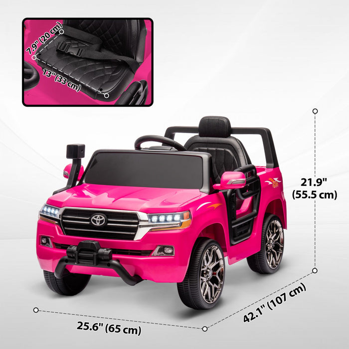Qaba 12v Electric Powered Ride-On Car For Kids, Toyota Land Cruiser Licensed Kids Car With Parent Re