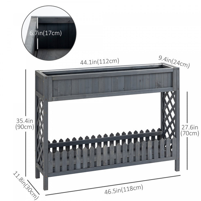Outsunny Wooden Raised Garden Bed Free Standing Elevated Planter Box With Storage Shelf For Flowers,