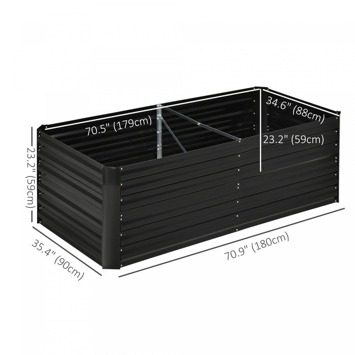 Outsunny Raised Garden Bed, 71\" X 35\" X 23\" Galvanized Steel Planters For Outdoor Plants With Multi-
