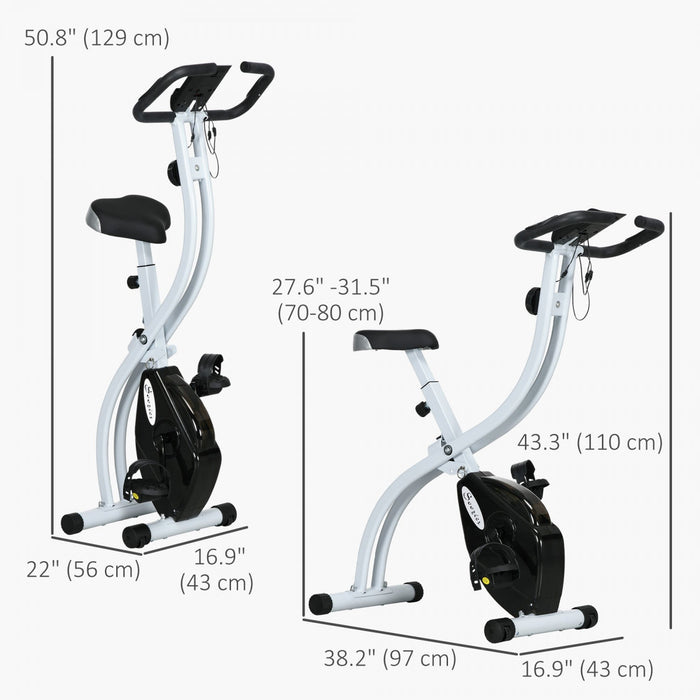 Soozier Foldable Exercise Bike With 8-level Resistance And Wheels, Black