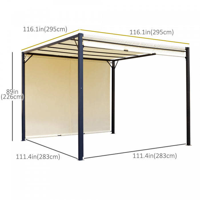 Outsunny 10' X 10' Steel Pergola Retractable Canopy Cream White