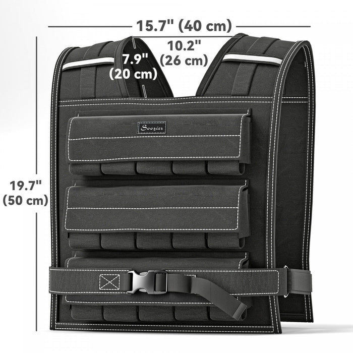Soozier 33lbs Adjustable Weighted Vest With 15 Metal Weights