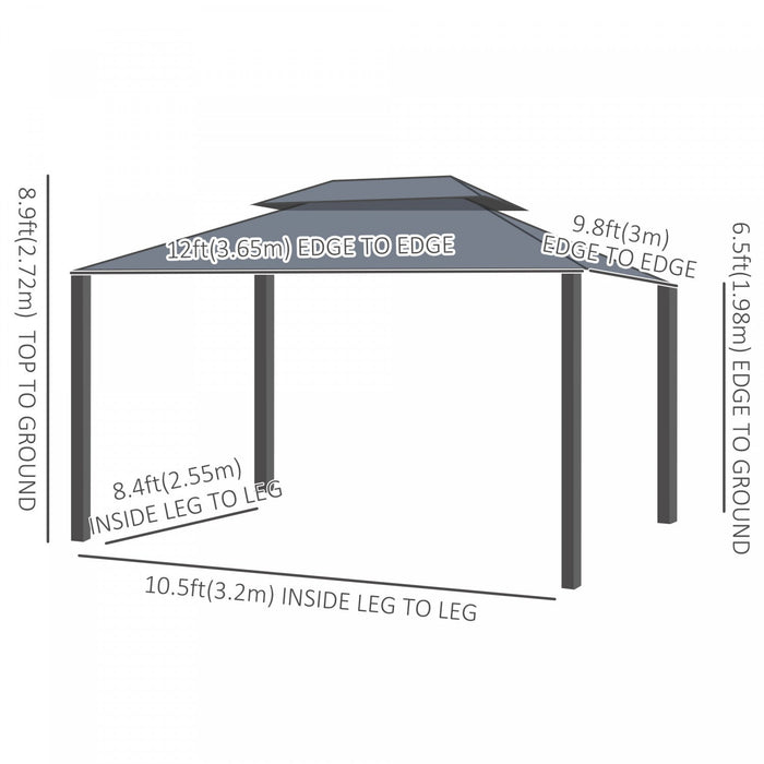 Outsunny 10' X 12' Hardtop Gazebo Outdoor Aluminum Gazebo For Patio Brown