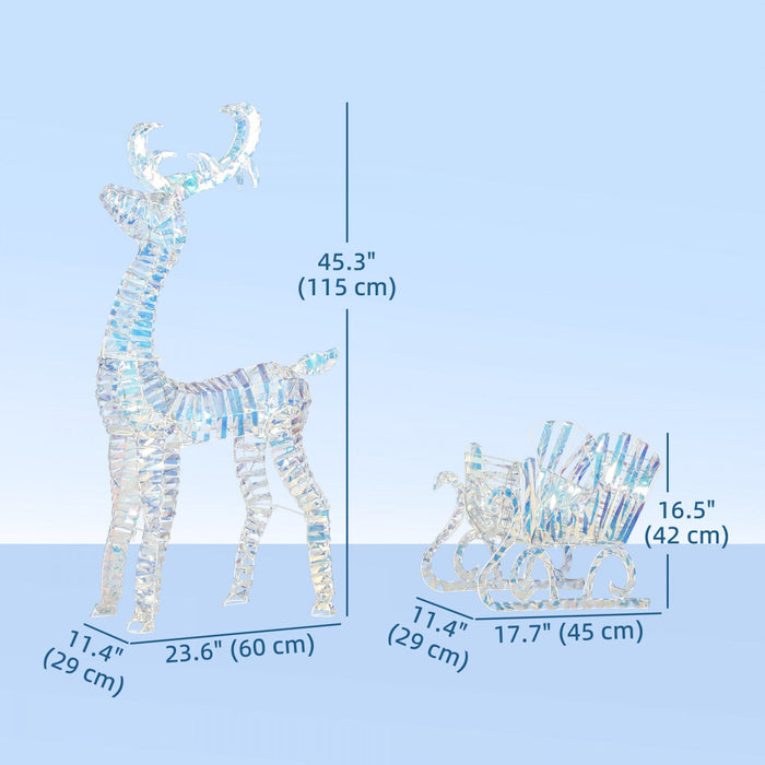 Outsunny Lighted Christmas Reindeer with Sleigh, Waterproof Holiday Decor