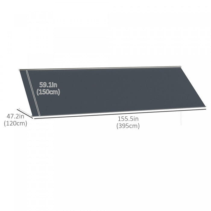 Outsunny 13' X 4' Retractable awning For Doors And Windows, Dark Gray