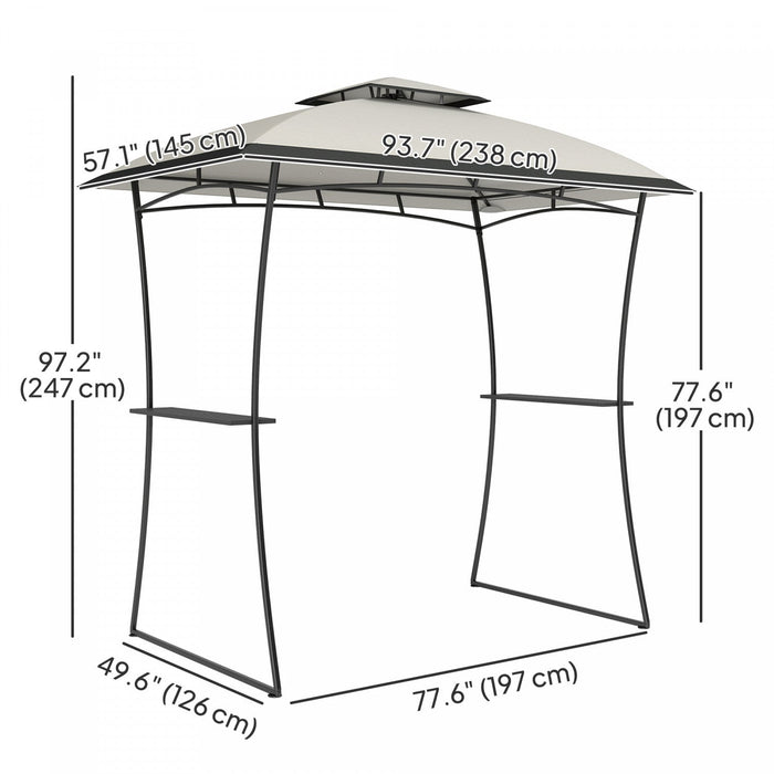 Outsunny 8' X 5' Grill Gazebo, Double Tiered Barbecue Gazebo, Light Grey