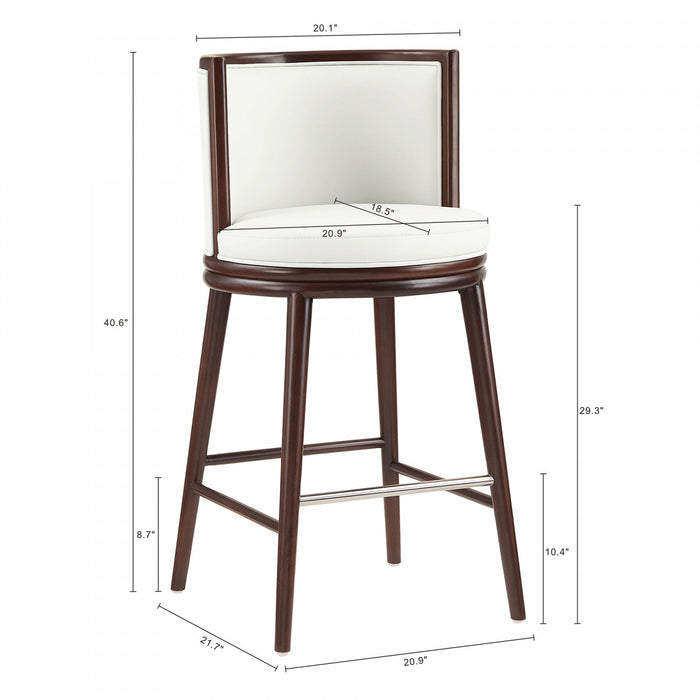 Evalyn Modern Wood Upholstered Barstool in White 