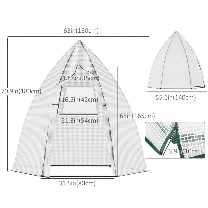 Outsunny 63\" X 54\" X 71\" Greenhouse Portable Hot House For Plants With Zipper Door And Mesh Window F