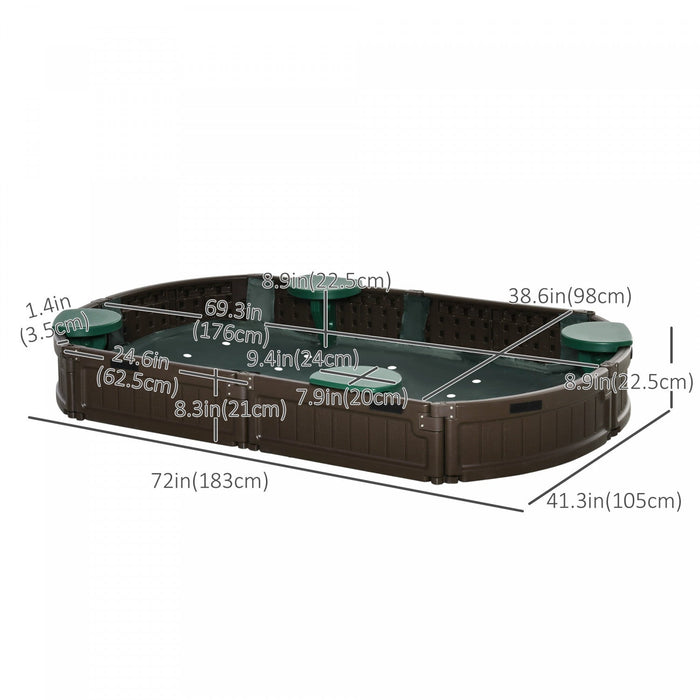Kids Sandbox With Cover, Sandbox Outdoor With Corner Seat, Easy Assembly, Sand Play Station For Back