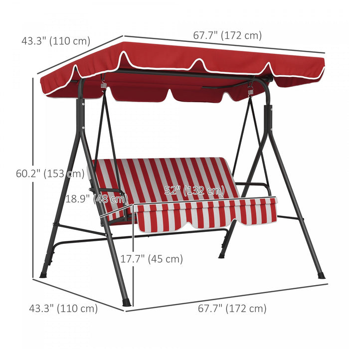 Outsunny 3-seat Patio Swing Chair With Adjustable Canopy Red
