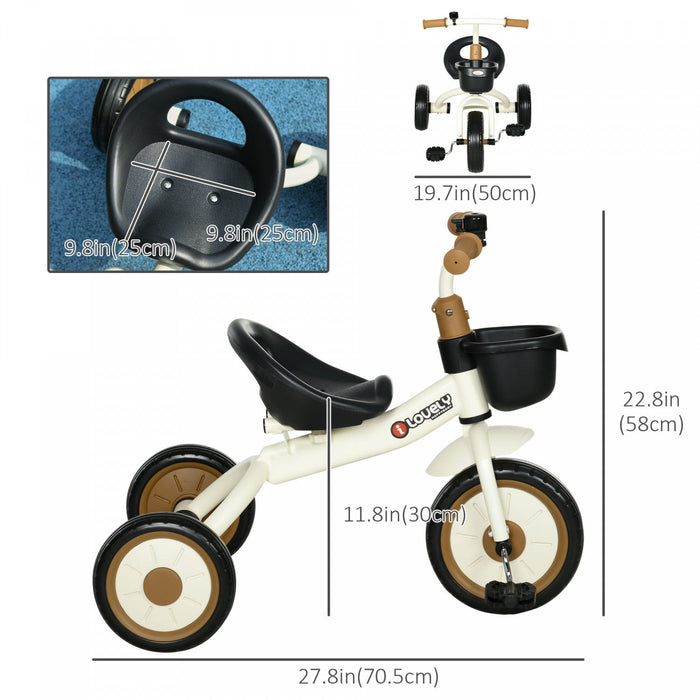 Qaba Tricycle For Toddler 2-5 Year Old Girls And Boys, Toddler Bike With Adjustable Seat, Basket, Be