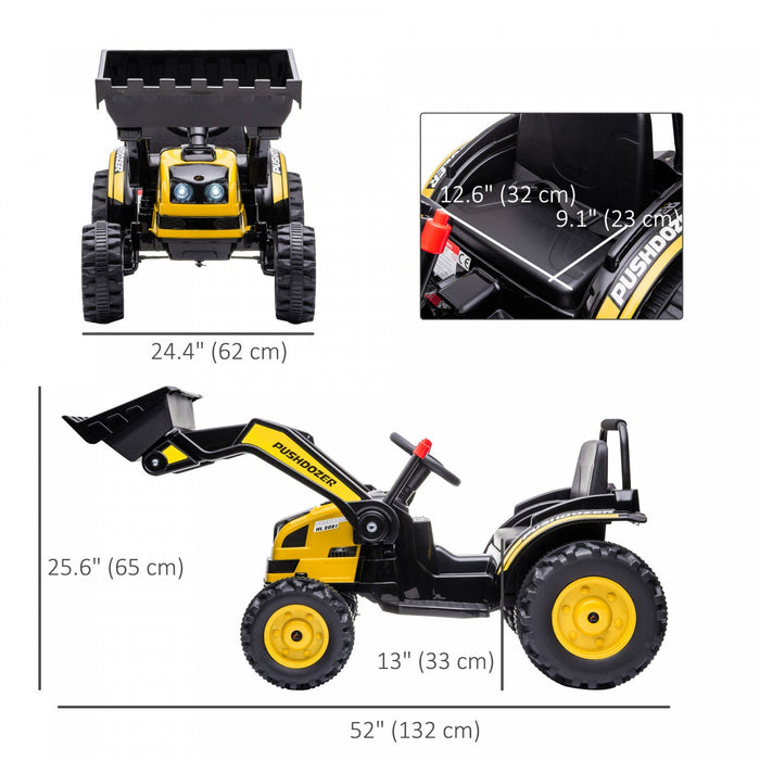 Aosom Kids Digger Powered Ride-On Excavator 6v Battery Powered Construction Tractor Music Headlight 
