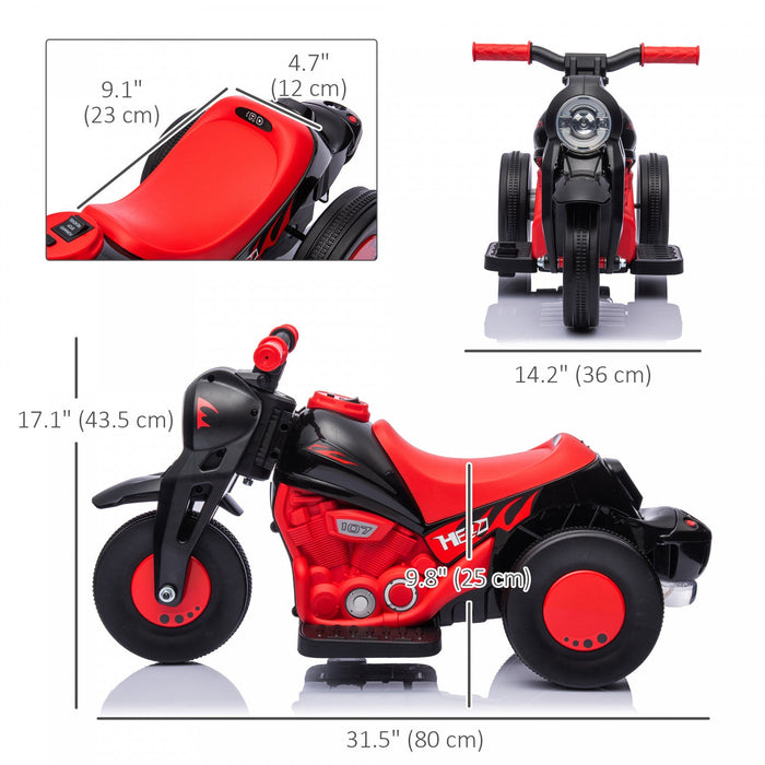 Qaba Electric Motorcycle, Powered Ride-On Bubble Car, 3 Wheels 6v Battery Powered Kids Motorcycle Wi