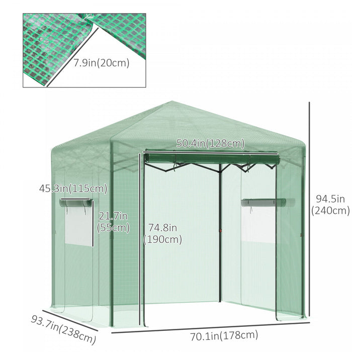 Outsunny 8' X 6' Portable Pop Up Greenhouse, Outdoor Walk-in Hot House With Roll-up Door & 2 Windows