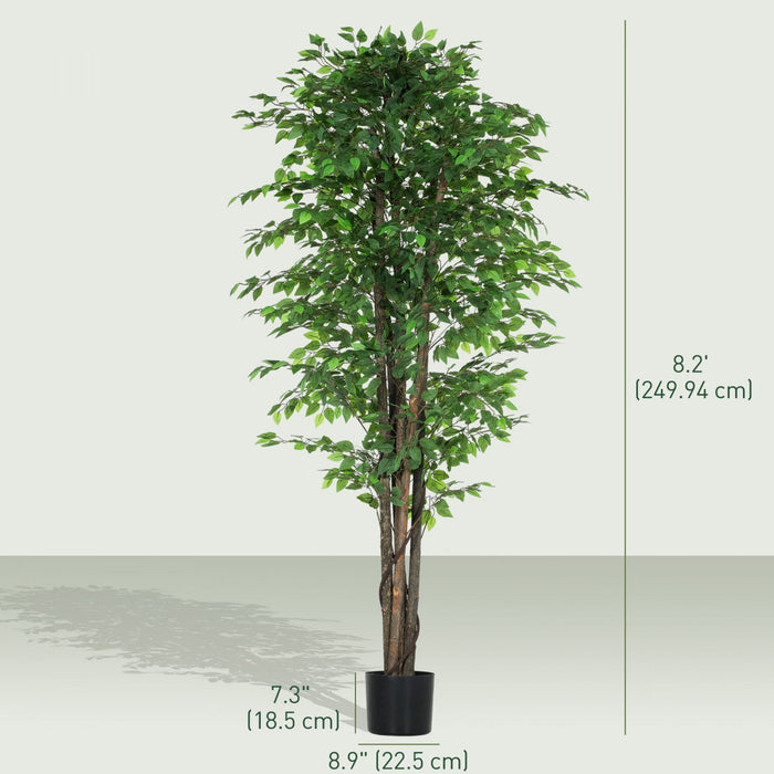 HOMCOM 8ft Tall Artificial Tree, Silk Ficus Tree for Home Office Decor
