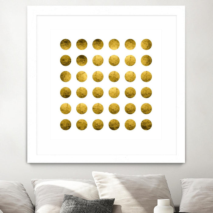 \"Golden Spots White\" Matted and Framed White 36x36 Wall Art