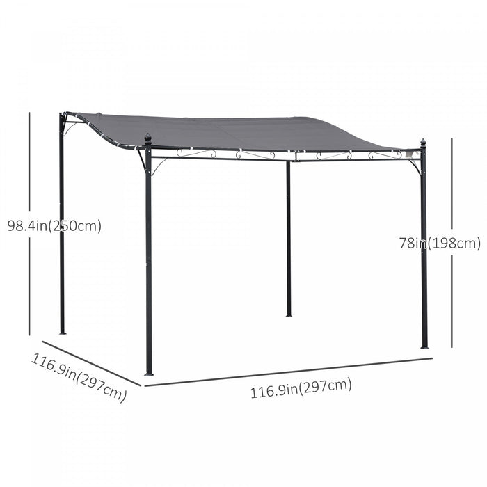 Outsunny 10'x10' Outdoor Portable Sun Shelter Door Porch Cover Steel Gazebo Canopy Grey