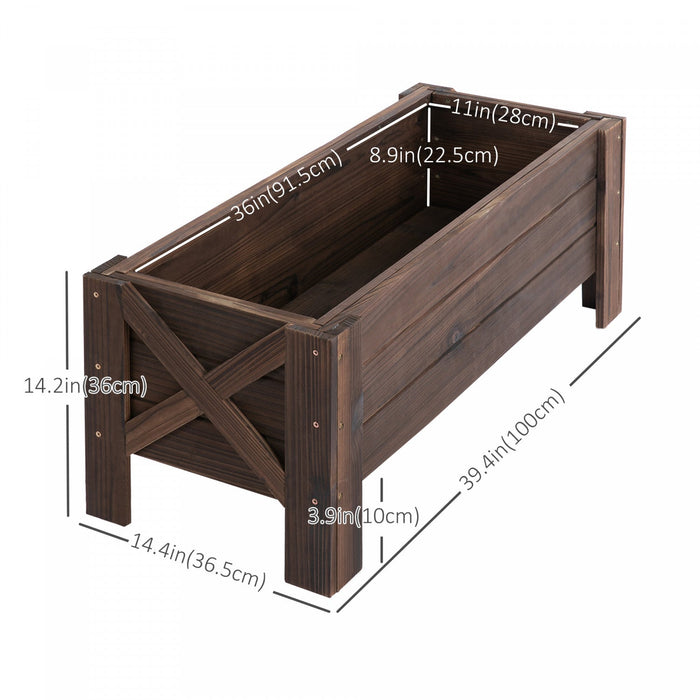 Outsunny 3.3 X 1.2 X 1.2 Ft Garden Raised Bed Planter Grow Containers For Outdoor Patio Plant Flower