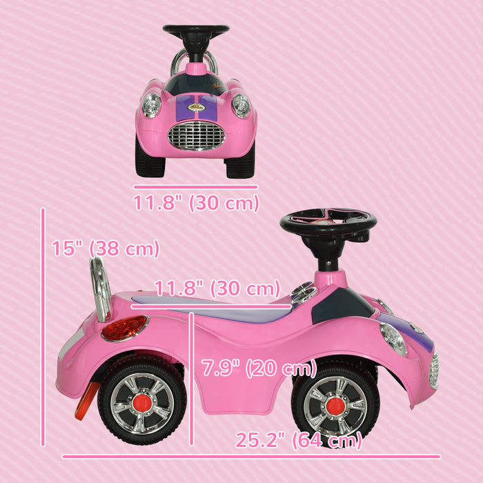 Qaba Baby Car, Push Car With Music, Horn, Light, Foot To Floor Sliding Ride On Car For Toddlers, Pin