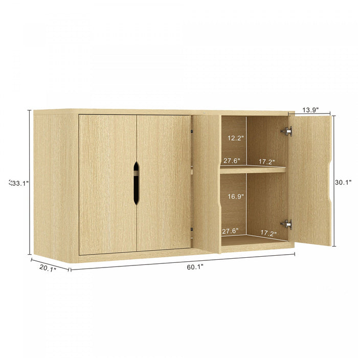 Rivington Modern 60\" Sideboard in Natural Oak Buffet 