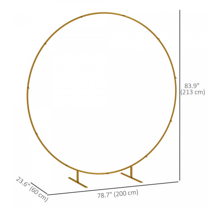 Outsunny 6.6ft Gold Wedding Arch Round Backdrop Stand For Birthday Party