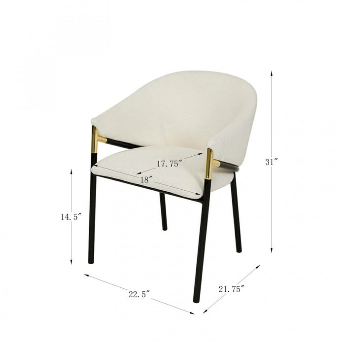 Pater Modern Dining Chairs With Upholstered Fabric Seating And Metal Legs,white 