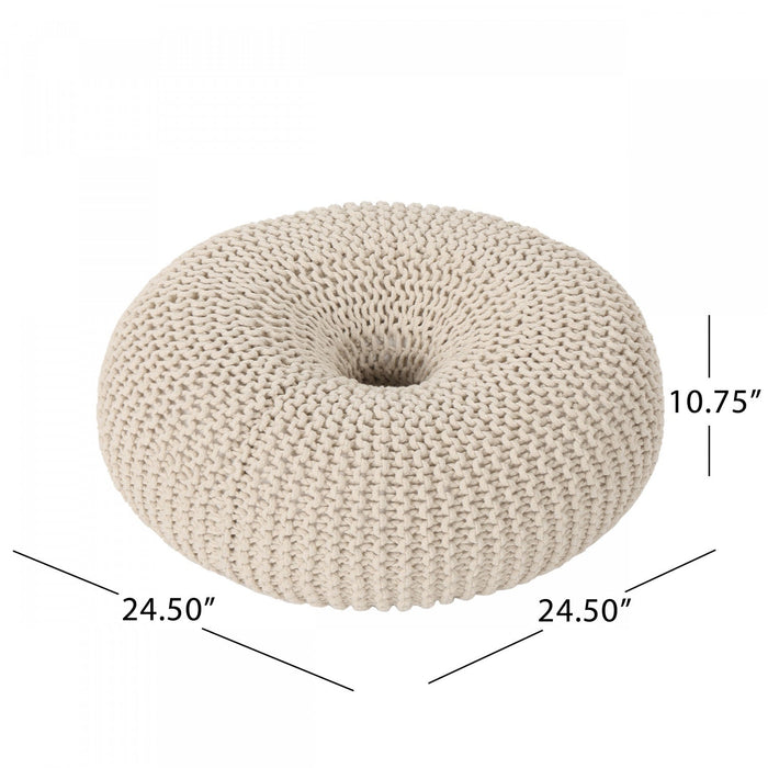 Murphy Upholstered Pouf,100% Cotton - Beige 