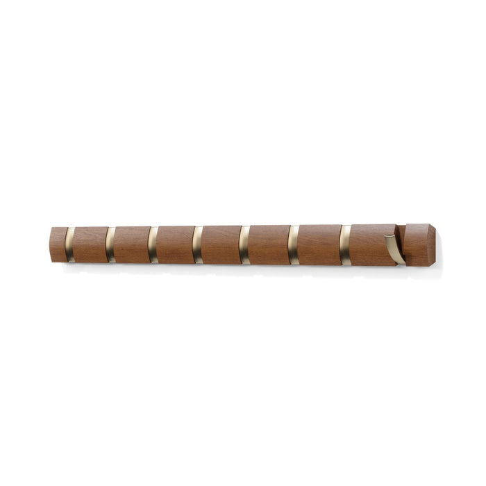 Umbra Flip Wall-Mounted Hooks - Light Walnut and Gold