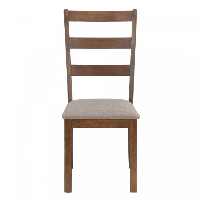 Dining Chair Set of 2 Kitchen Dining Room Brown Fabric Walnut Wood Legs Transitional