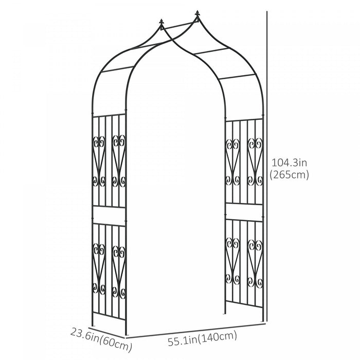 Outsunny 8.7ft Garden Arch Trellis With Scrollwork Wedding Arbor For Roses