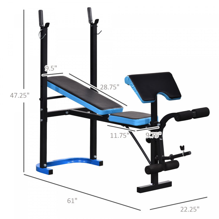 Soozier Adjustable Weight Bench With Barbell Rack And Leg Developer For Weight Lifting And Strength 