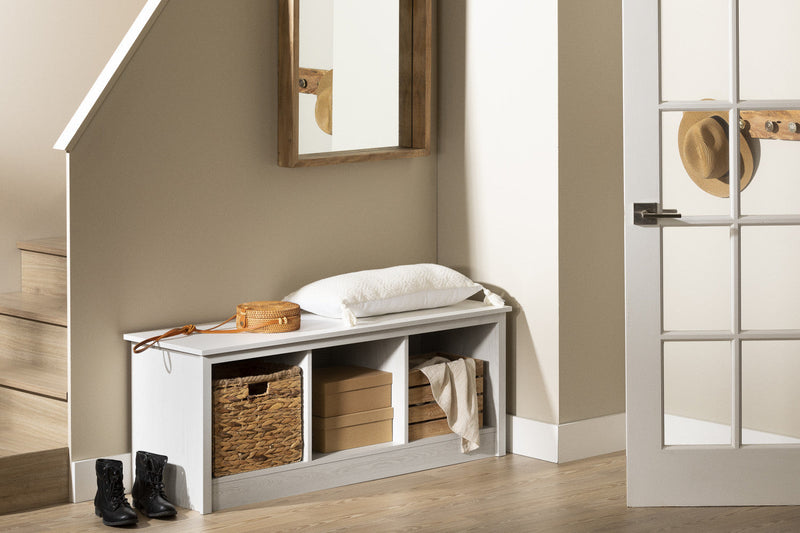 Toza Mudroom Storage Bench - White Pine