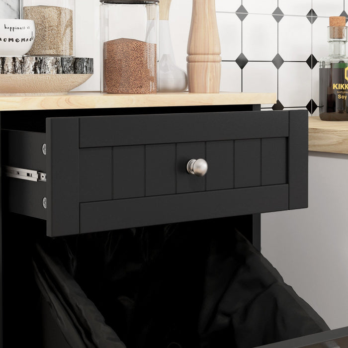 HOMCOM Tilt Out Trash Cabinet, Hidden Garbage Bin Cabinet with Drawer