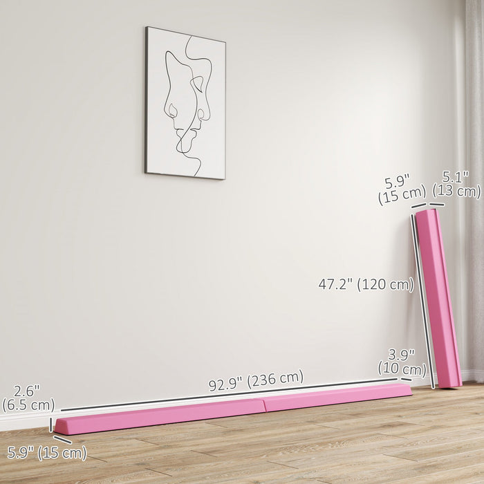 Soozier 7.7ft Folding Gymnastics Balance Beam with Non-Slip Bottom, Red
