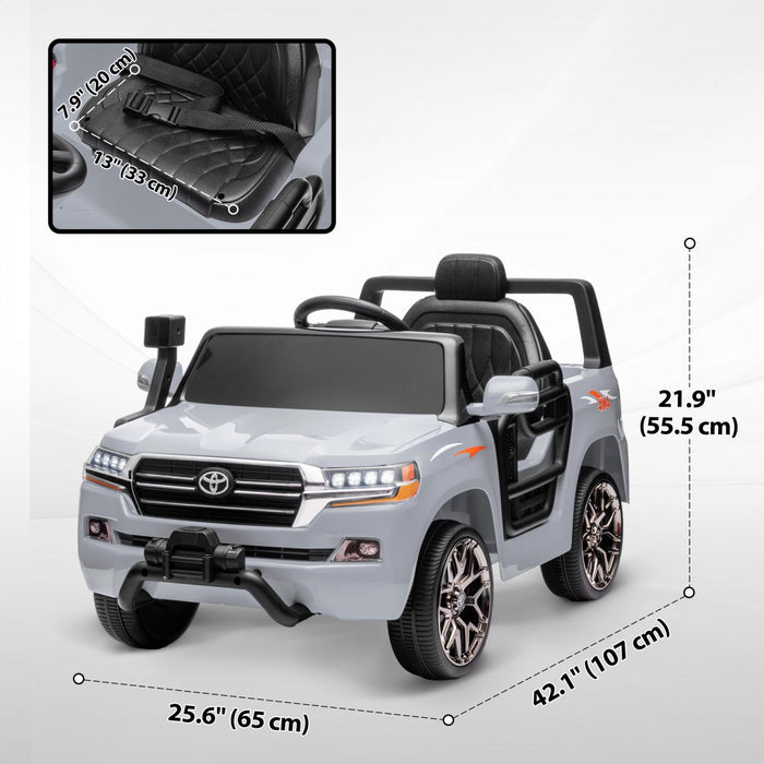 Qaba 12v Electric Powered Ride-On Car For Kids, Toyota Land Cruiser Licensed Kids Car With Parent Re
