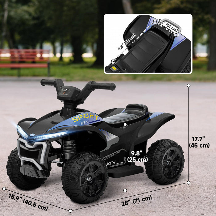 Qaba Kids Atv, 6v Battery Powered Ride-On Electric Vehicle With 1.6mph Max Speed, Headlights, Music,
