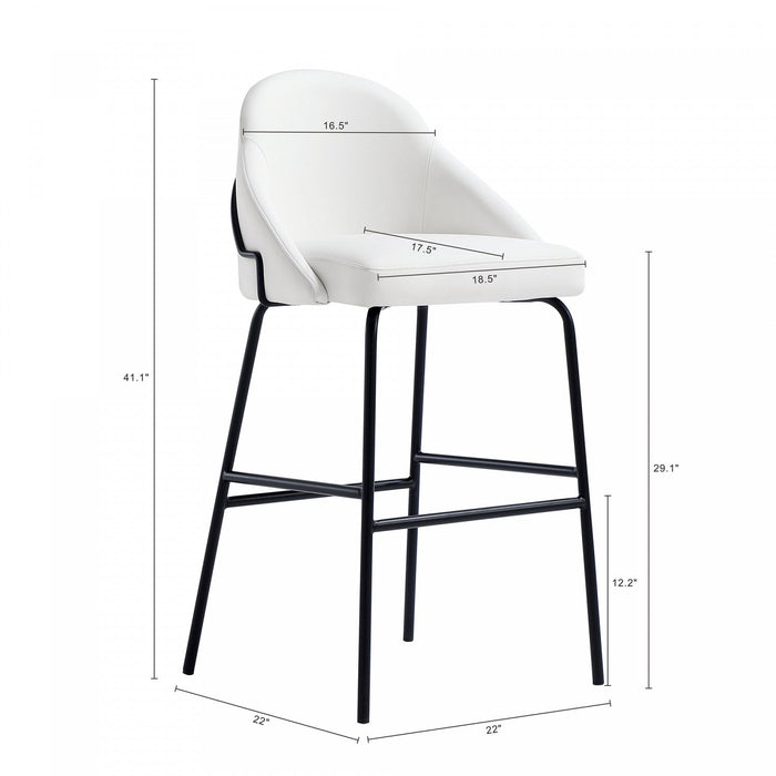 Gracie Modern Metal Upholstered Barstool in White and Black Bar Stool 