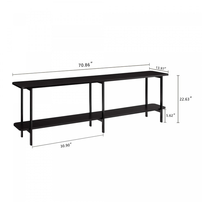Celine Contemporary Modern 71\" Console Table in Black (2-Shelf) 