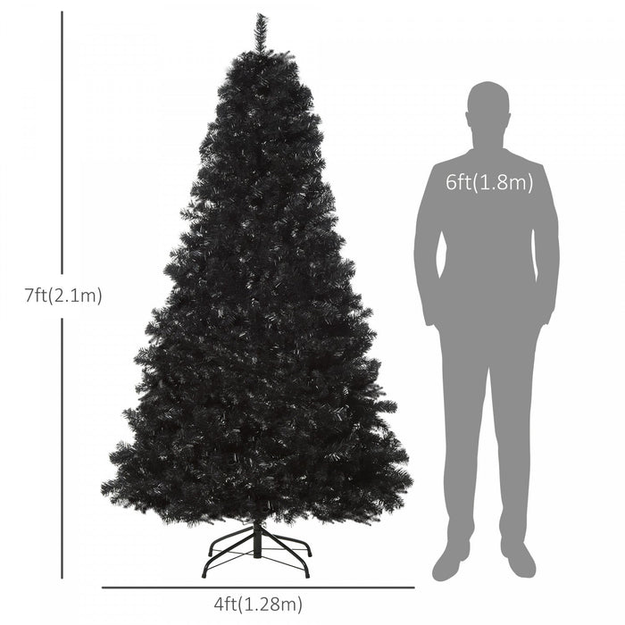 Homcom 7ft Artificial Christmas Tree With 1346 Branch Tips, Black 