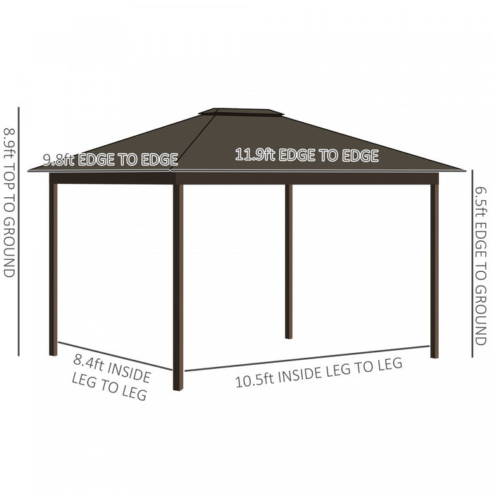 Outsunny 10' X 12' Hardtop Gazebo Canopy With Galvanized Steel Roof, Aluminum Frame, Permanent Pavil