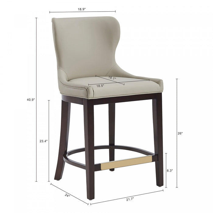 Blair Modern Wood Upholstered Counter Stool in Stone - Set of 2 Bar Stool 