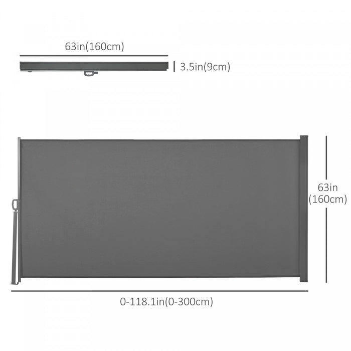 Outsunny 118\" X 63\" Retractable Side Awning Patio Outdoor Folding Privacy Screen With Resistance To 